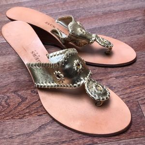 Jack Rogers Leather Gold Wedge Sandal size 11